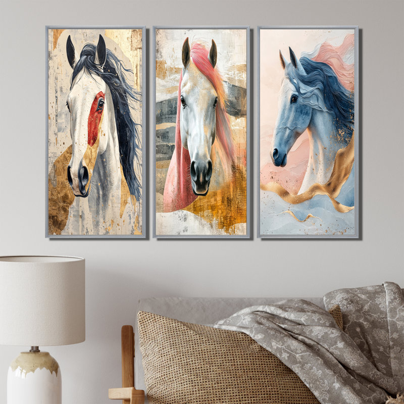 «Native Horse Freedom Unbridled I», collection d'art mural cheval, H 40 po x l 60 po, Impression encadrée flottante