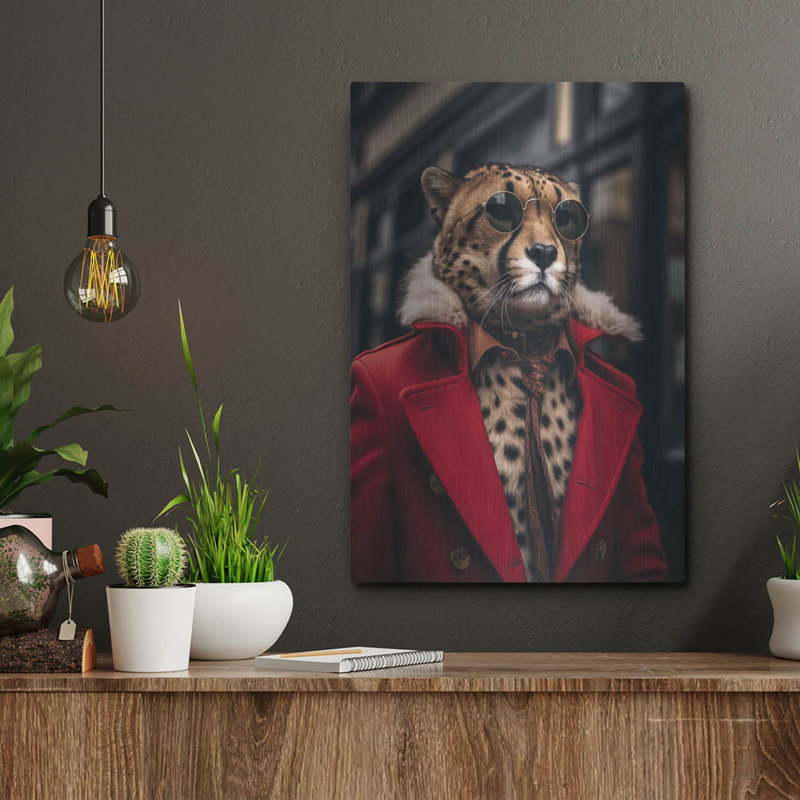 «Cheetah Chic» par r3darch0n, art mural en métal, 12 po x 16 po