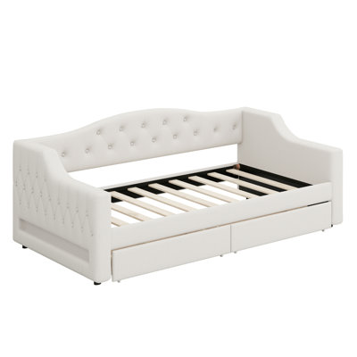 Upholstered Daybed With LED Belt And 2 Drawers