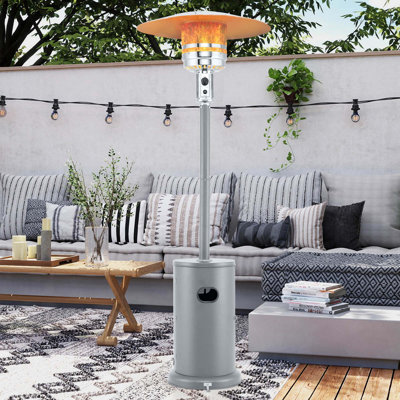 Chauffe-terrasse 50 000 BTU avec roulettes et brûleur en acier inoxydable