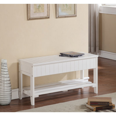 Quality White Solid Wood Shoe Bench With Spacious Storage Bench, -