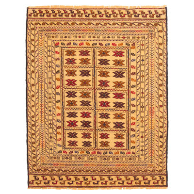 Bowens Tan Tapestry Kilim 4'4" x 5'5"