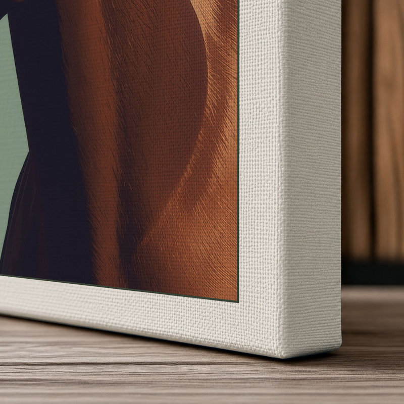 Bay Horse Portrait Modern - Wrapped Canvas, 24x16 - 61.0 x 40.6 cm, Cream Border