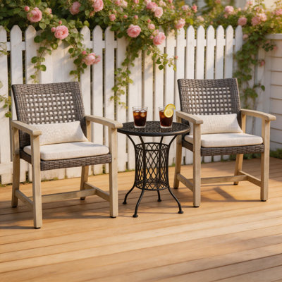 Ensemble de 2 chaises de salle à manger en bois d'acacia Hampton et en osier tissé à la main 400 lb pour la terrasse du jardin