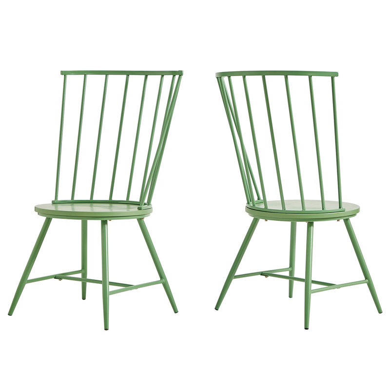 Chaise d'appoint en métal à dossier à lattes Kennamer, Pré vert