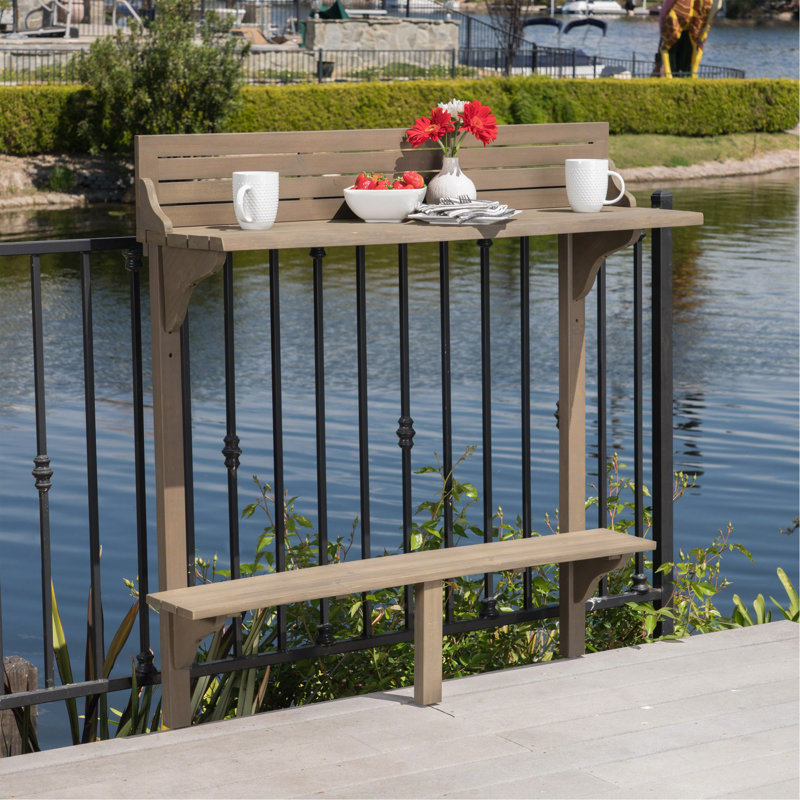 Outdoor Acacia Wood Balcony Bar Table, Gray Finish