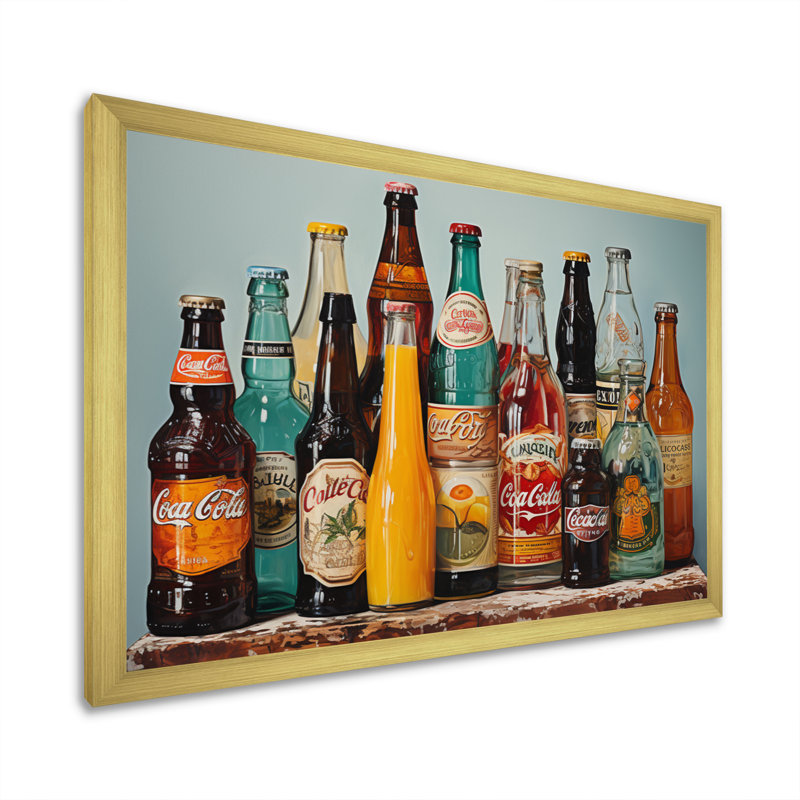 " Pop Art 1950S Cocktail Emotion V ", Gold Single Picture Framed, 24" H x 32" W x 1" D