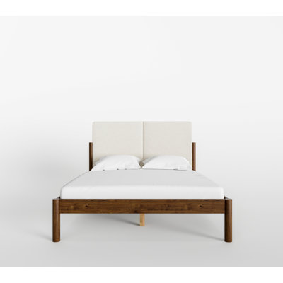Ardin Solid Wood Bed with Boucle Headboard
