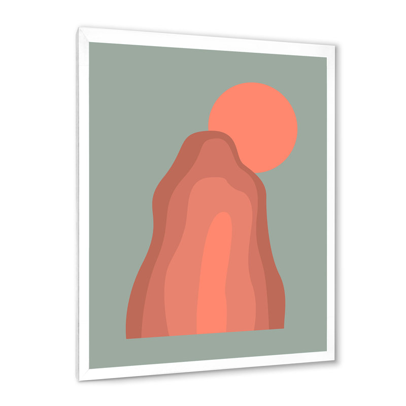 «Pink Sunset Mountain Landscape», peinture sur toile, Cadre photo blanc, H 20 po x l 12 po x P 1po