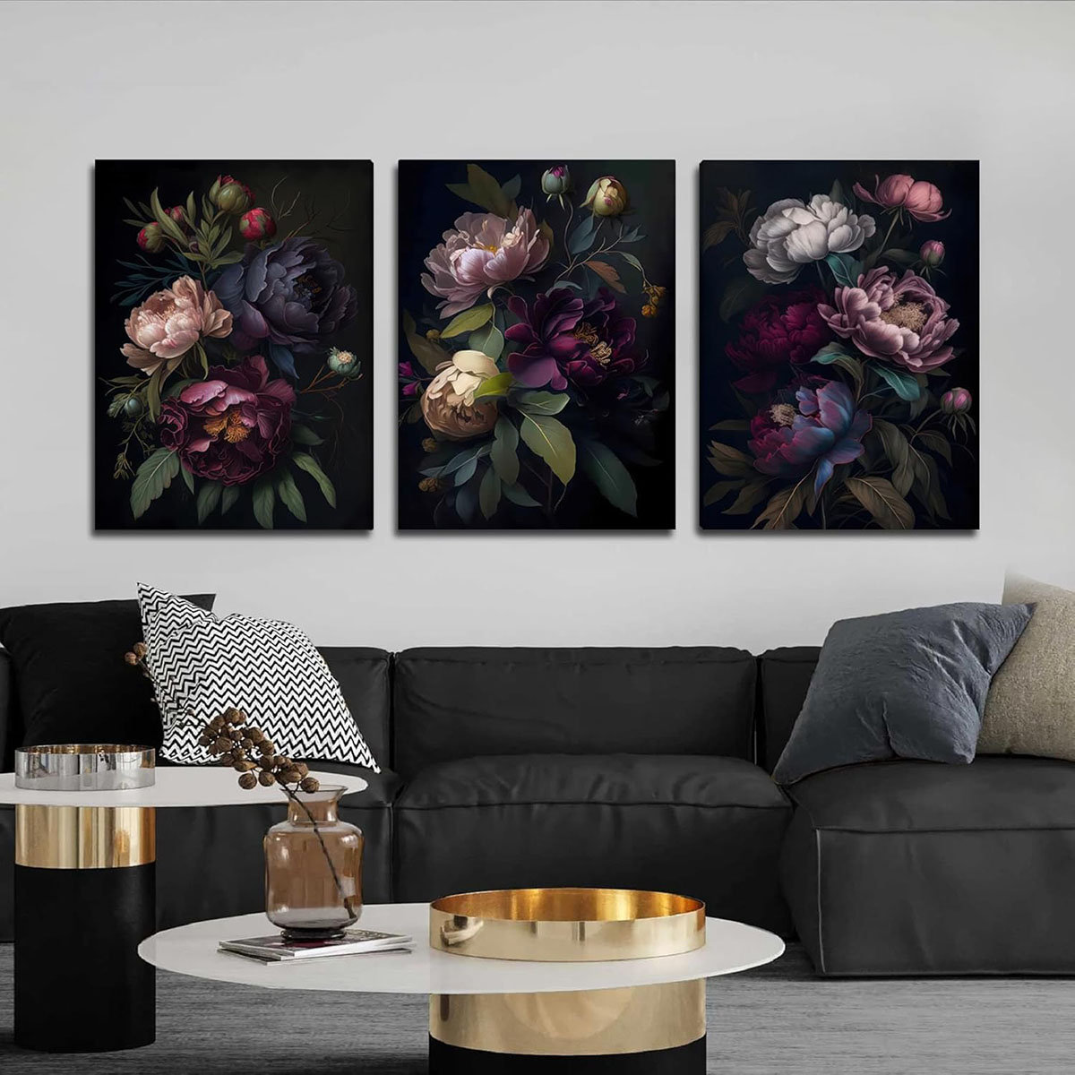 Dakota Fields Moody Floral Wall Art Framed, Vintage Peony Wrapped ...