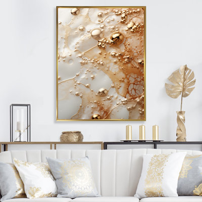 Blanc et or Champagne Flow II - Champagne, art mural