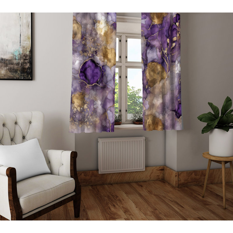 Paire de rideaux semi-transparents en polyester Aretin, L 56 po x L 78 po
