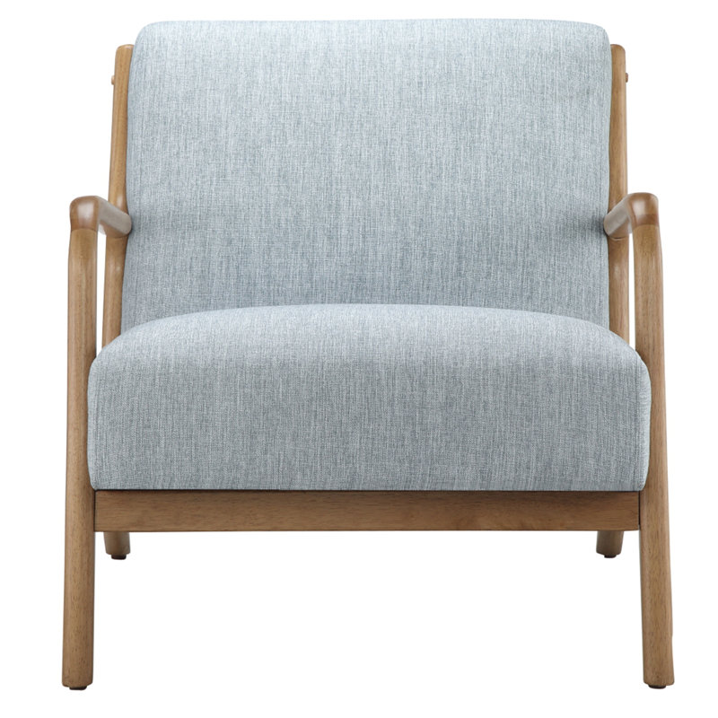 Marchese Lawrence Mid-Century Upholstered Accent Chair, Natural 1, Blue/Pecan Polyester 1