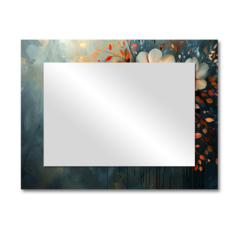 Garden Dahlia Effect At Night II - Art mural miroir floral - imprimé sur métal, 30 po x 40 po