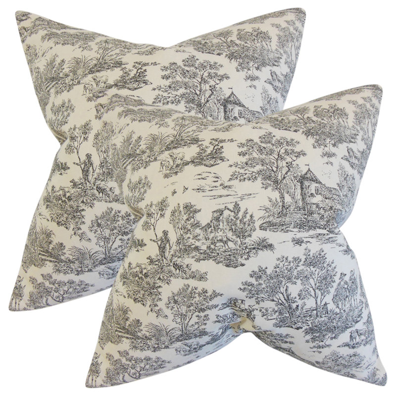 Coussin décoratif en coton Temara Toile, Anthracite