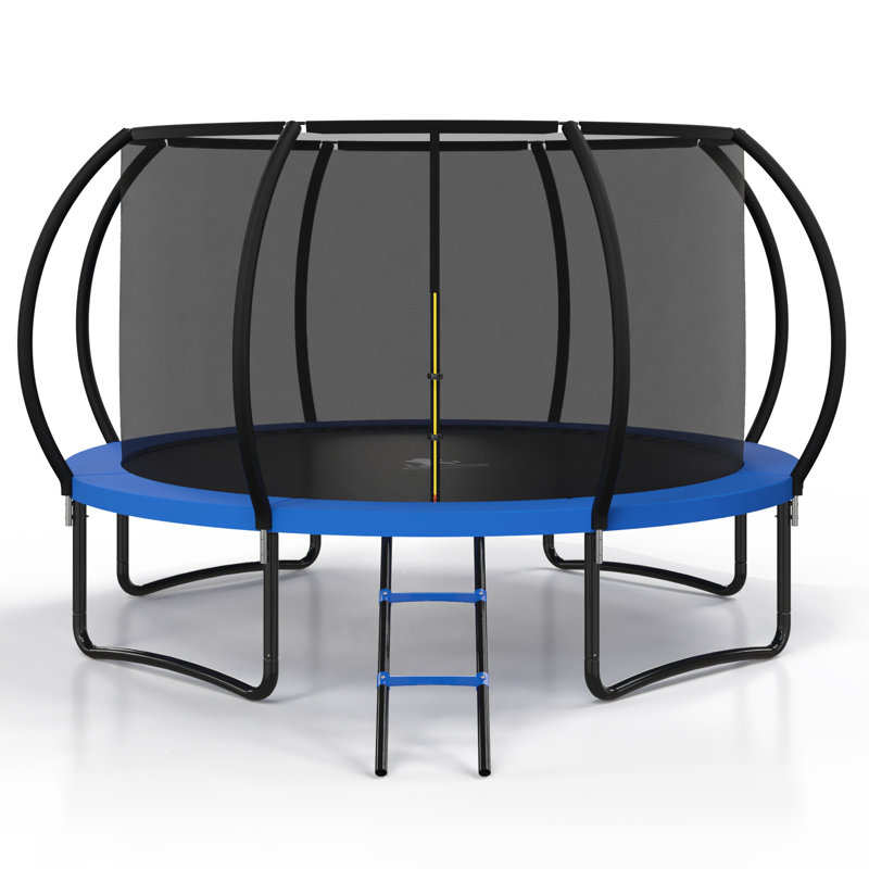 12 FT Kids Recreational Trampoline W/ Safety Enclosure – Indoor & Outdoor Use Black, Blue