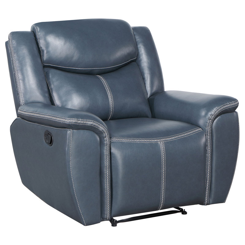 Brier Blue Upholstered Padded Arm Recliner Chair