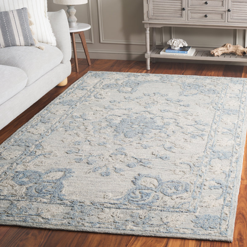Marquee 505 Hand Tufted Wool/Cotton Oriental Rug in Gray/Blue, Rectangle 4' x 6'