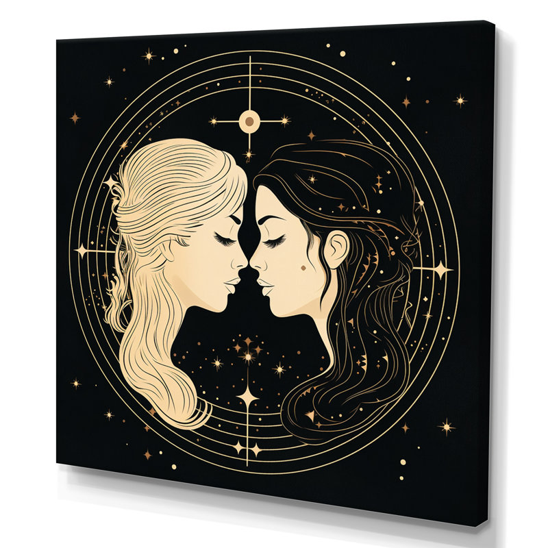 Signe du zodiaque Gémeaux - impression sur toile astrologie, Toile tendue, 36" H x 36" W