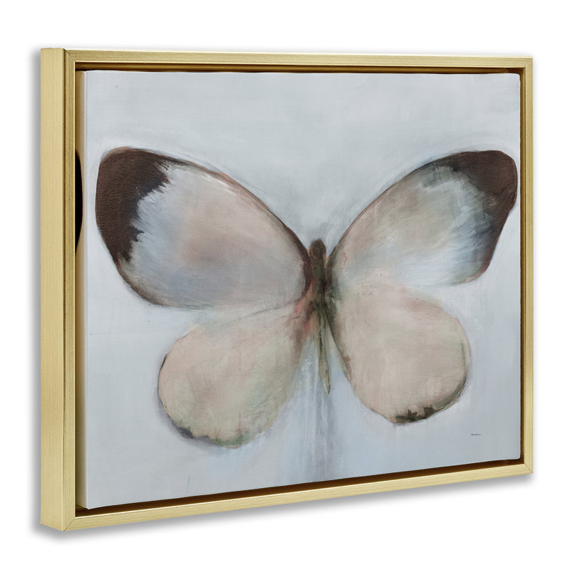Ailes de papillon délavées, H 25 po x l 31 po, Cadre flottant gris lustré
