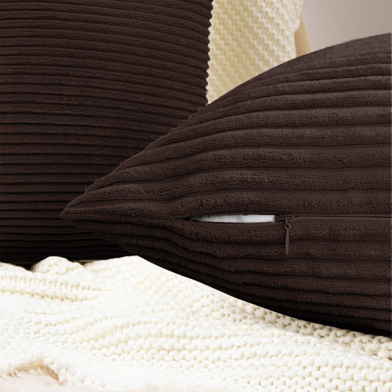 Striped Square Euro Cushion Cover, Coffee