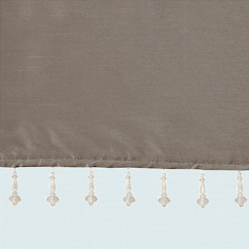 Cantonnière légère en fausse soie avec perles 50 po x 26 po, Étain