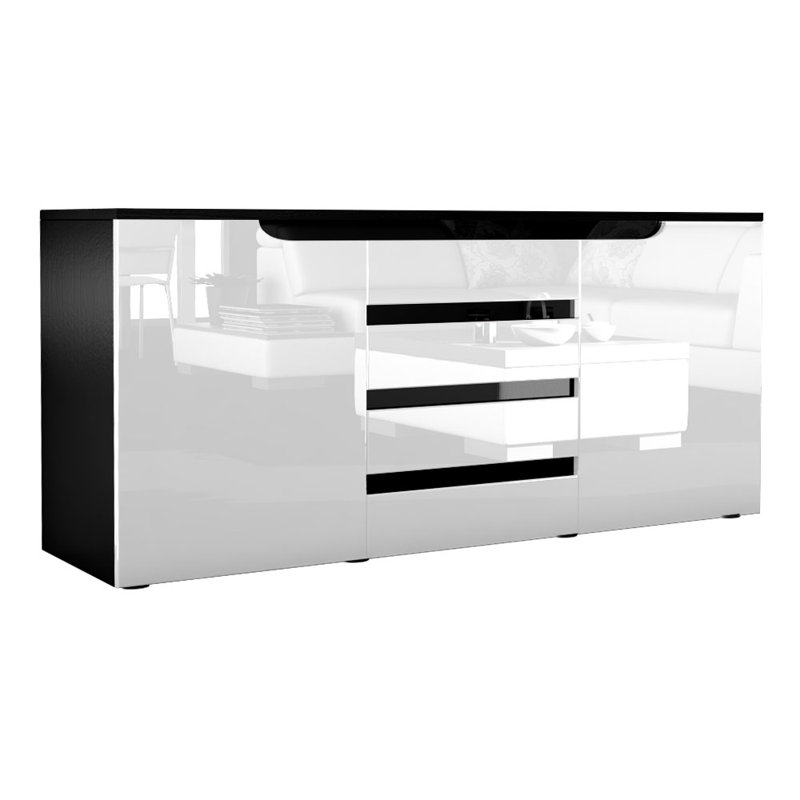 Mccusker 139cm Sideboard, Black (matt)/White (glossy)/Black (glossy)