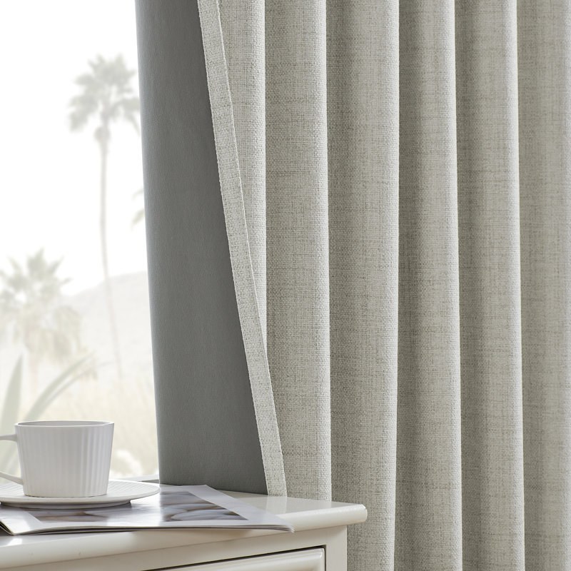 4 Pcs 100% Polyester Burlap Blackout Curtains For Bedroom Back Tab Curtains 4 Panels Set, Taupe, 52" W x 84" L