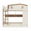 Lit superposé double en bois massif avec lit gigogne, tablettes de rangement et crochets-786373708-786373750