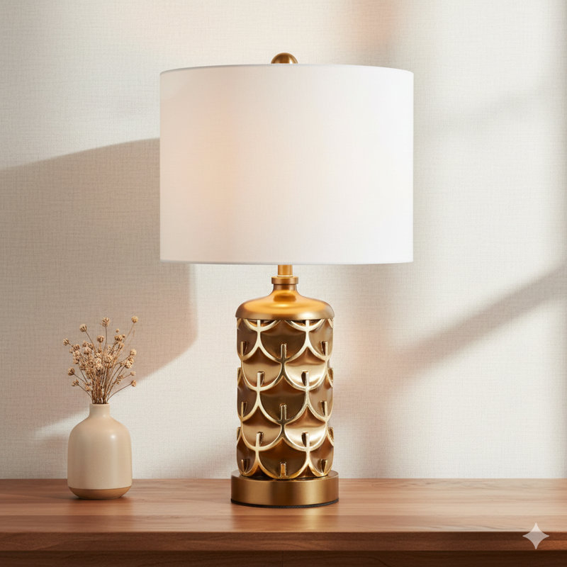 Lampe de table en polyrésine de 28,5 pouces de haut en forme de hibou, avec une finition dorée