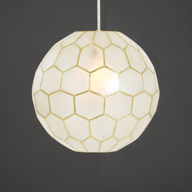 Abbington 1-Light Handcrafted Capiz Shell Globe Pendant, 11" H x 12" W x 12" D, Gold