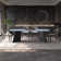 Luxury Rectangle Dining Table - Snow Mountain Durable Stone Surface with Gunmetal Base