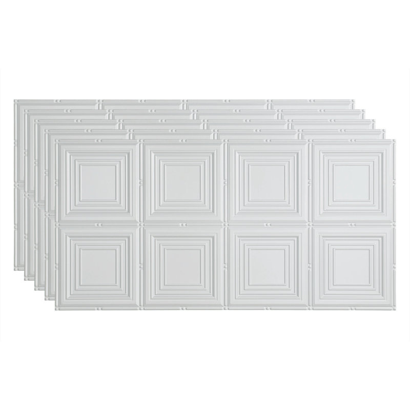 Panneau de plafond décoratif en vinyle 2 pi x 4 pi FASÄDE, Blanc brillant