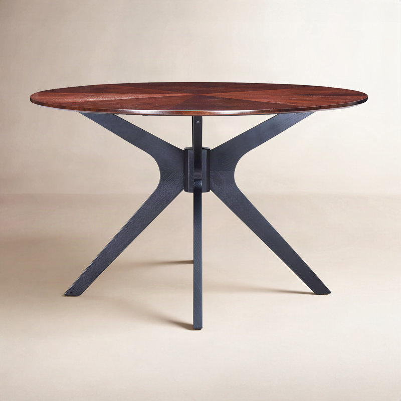 Table de salle à manger Bergmans, Plateau en noyer foncé, base noire