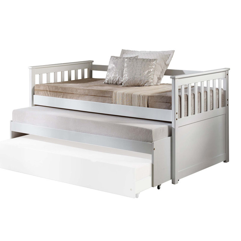 Slatted Armrest Twin Daybed With Roll-Out Bed