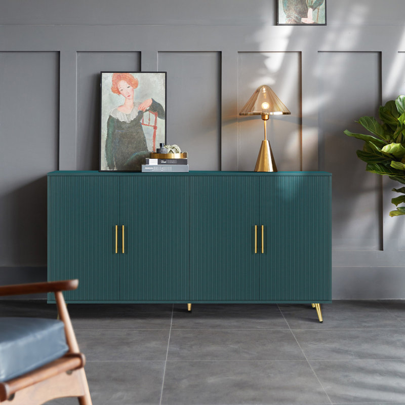 Meuble télé avec options de rangement élégantes et armoire média à tablettes bleu marine
