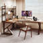 Bureau en bois de noyer en L massif