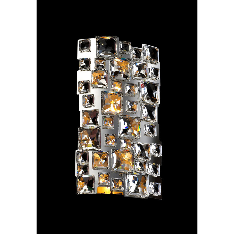 Modern 1 Light Crystal Square Wall Sconce, 6.2" H x 12.2" W x 3.9" D