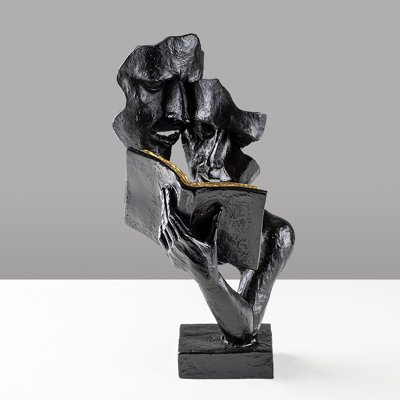 Hand-Painted Decorative Object, Black, 7.9 x 14.2 x 5.9 inches | 100% Polyester, Unique Art Piece | Perfect for Home Décor, Living Room, or Office | Adds Elegance and Personality to Any Space