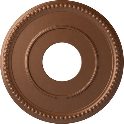 Endurathane Bradford Ceiling Medallion, 12 1/2"OD x 3 7/8"ID x 3/4"P (Fits Canopies up to 6 5/8"), Hand-Painted Polished Copper Finish