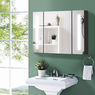 Bathroom 650mm x 900mm Surface Mount Mirror Cabinet with LED Lighting