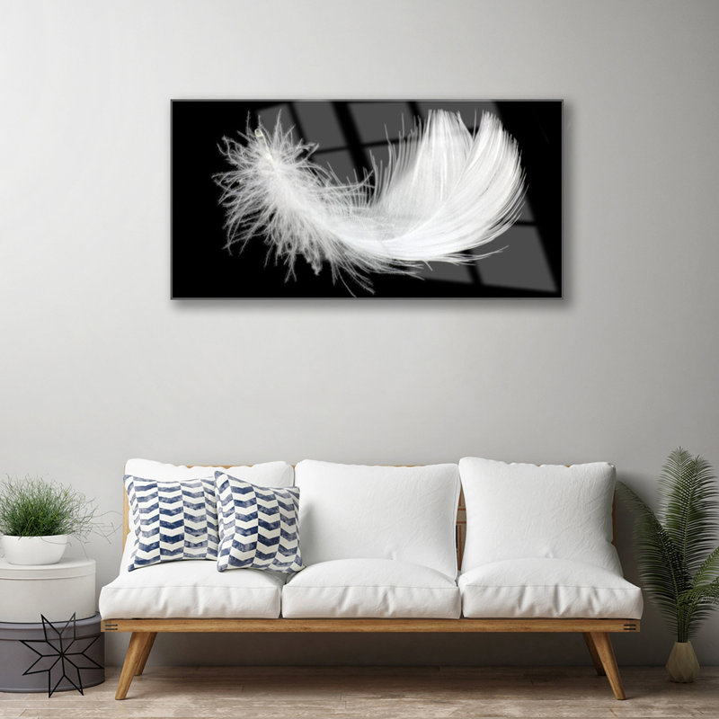 Art Feather - No Frame Print on Glass, 50"H x 100"W