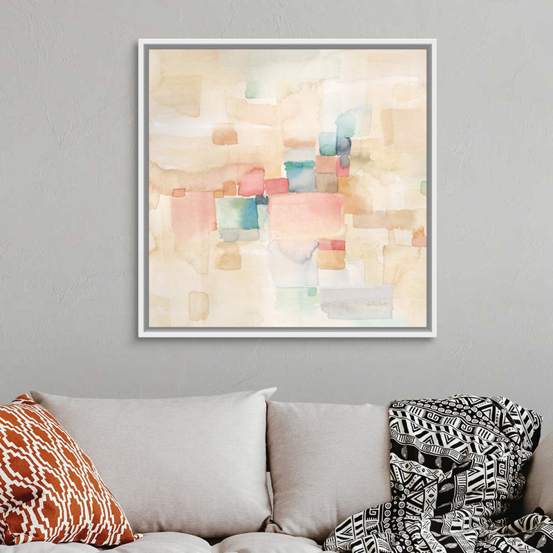 «Desert Dreams Square II» par Cynthia Coulter - reproduction d'art sur toile, Toile encadrée flottée blanche