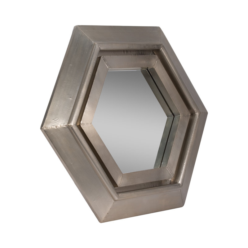 20x20" Warwin Silver Clad Hexagon Mirror, Silver