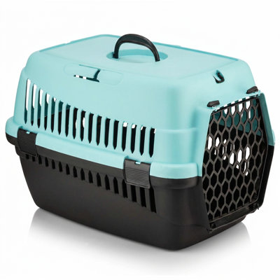Modern Turquoise and Black Pet Travel Carrier with Ventilated Design (22.3'' W x 15.7'' D x 27.0'' H)