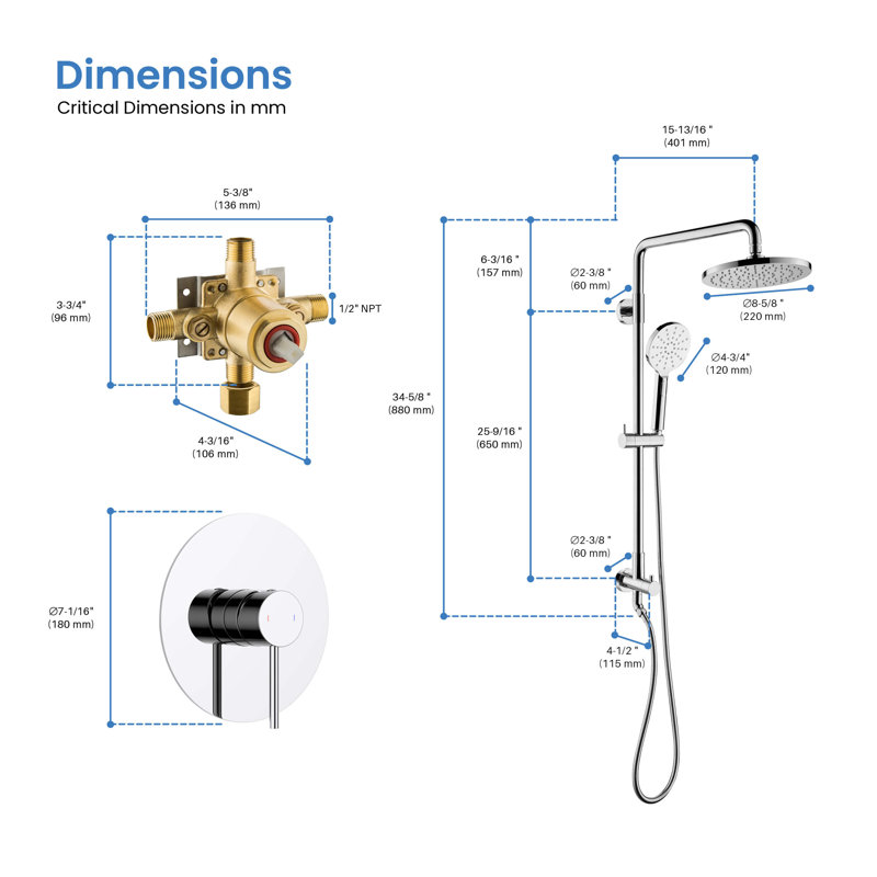 Circular Complete Shower System with Rough in-Valve, Chrome
