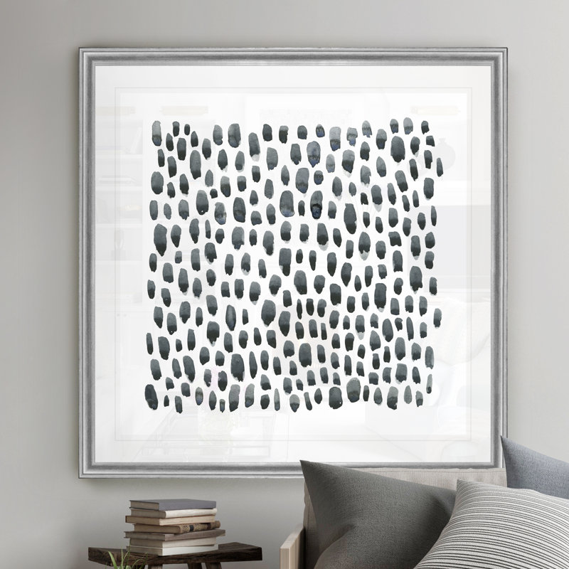 «Blue Gray Tessera II», reproduction d'art sur toile, Cadre argenté, H 18 po x l 18 po x P 1,5 po
