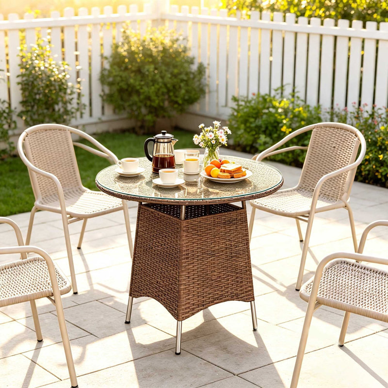Metal Outdoor Bistro Table , 80cm W 80cm D, Brown