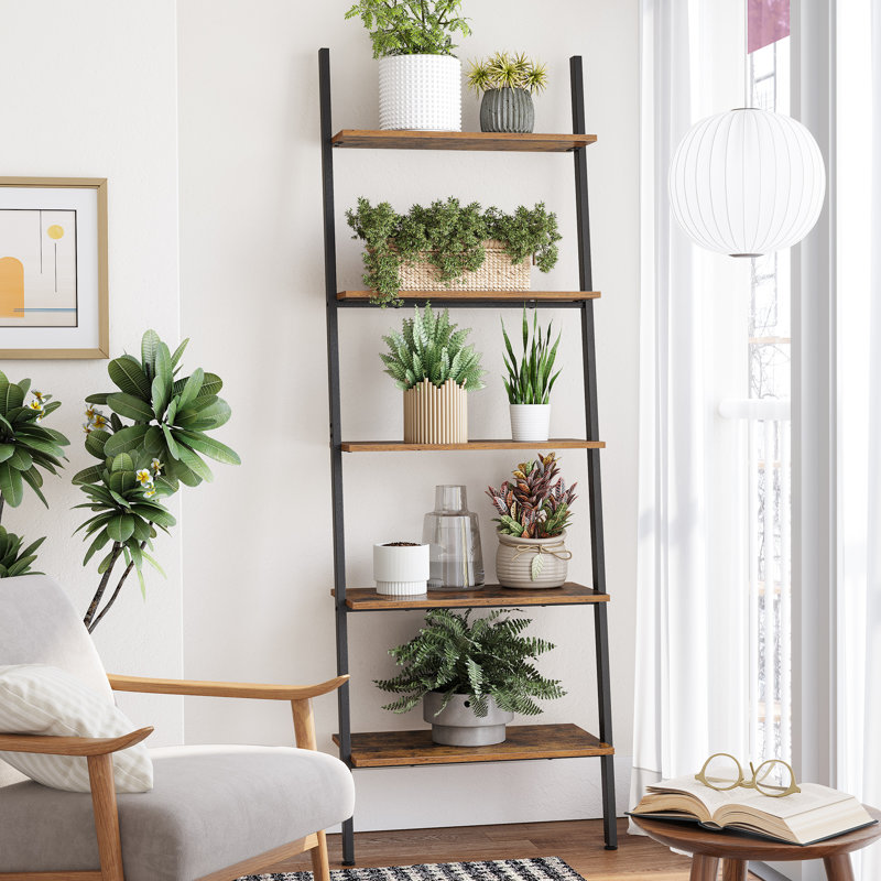 Raelyn Ladder Bookcase, Rustic Brown/Black