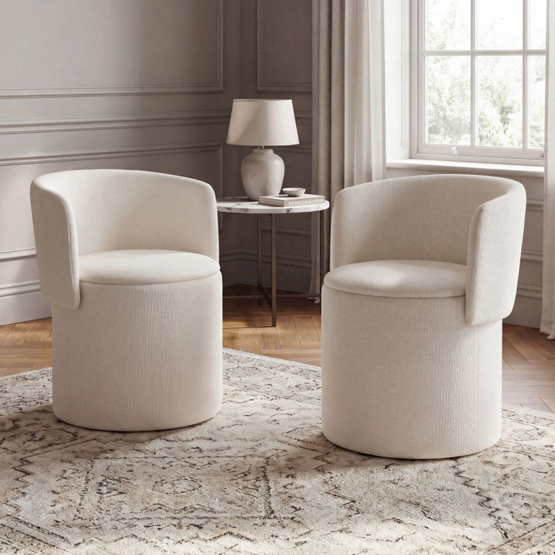 Upholstered Dining Chair, White, White